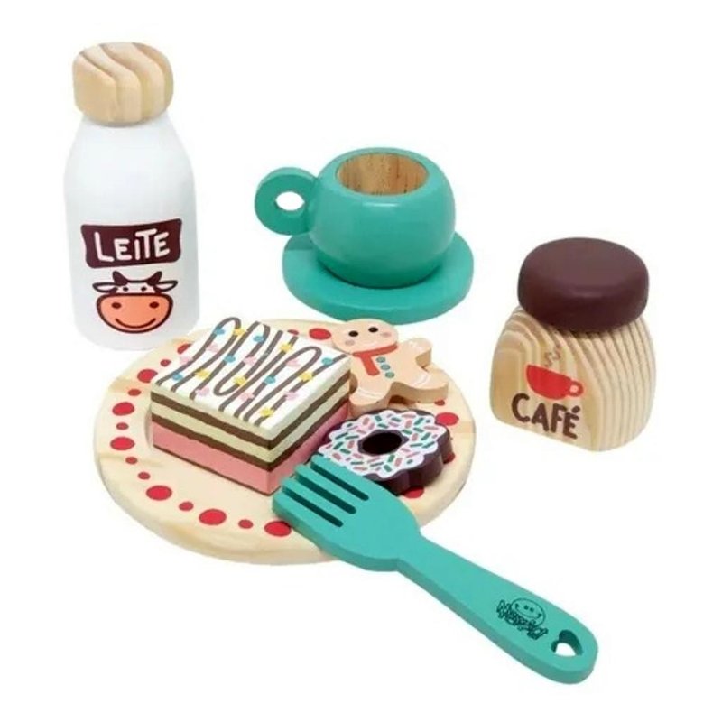 kit cafe da manha tarde brinquedo de madeira new art toys