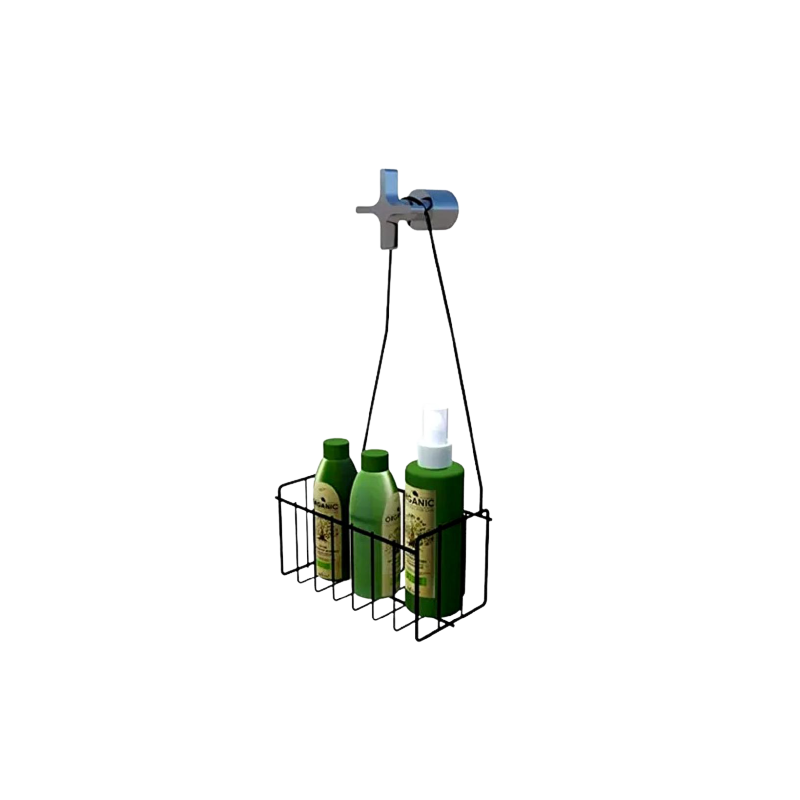 suporte banheiro suspenso shampoo preto aco1