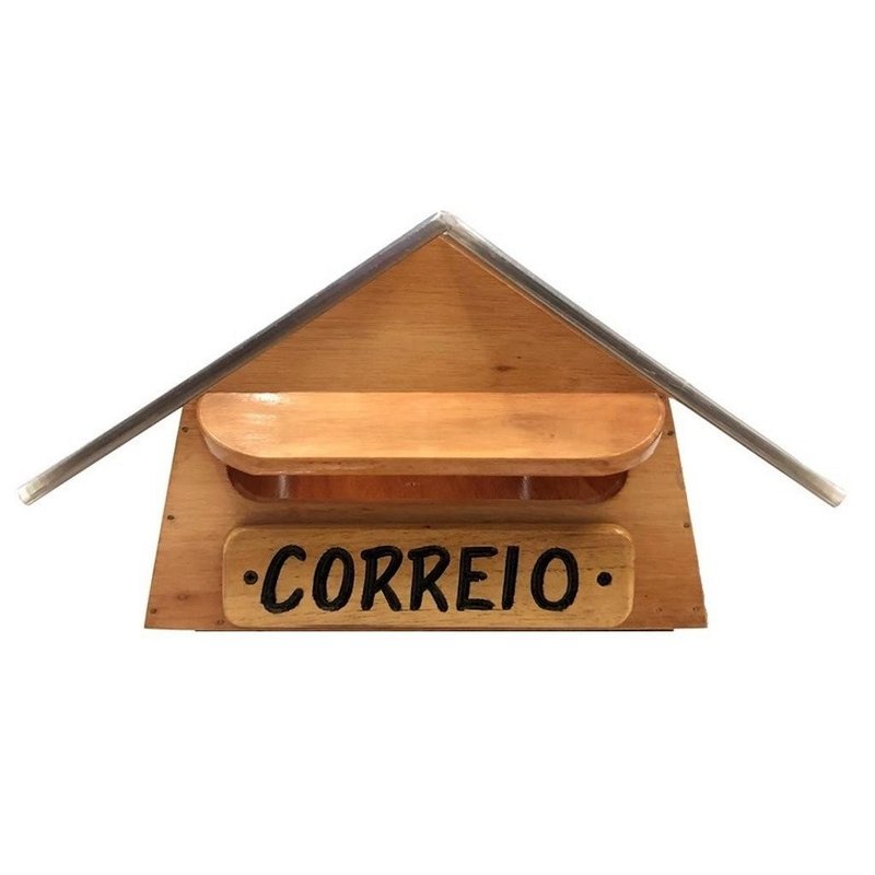 caixa de correios cartas em cedro rosa telhado policarbonato fume