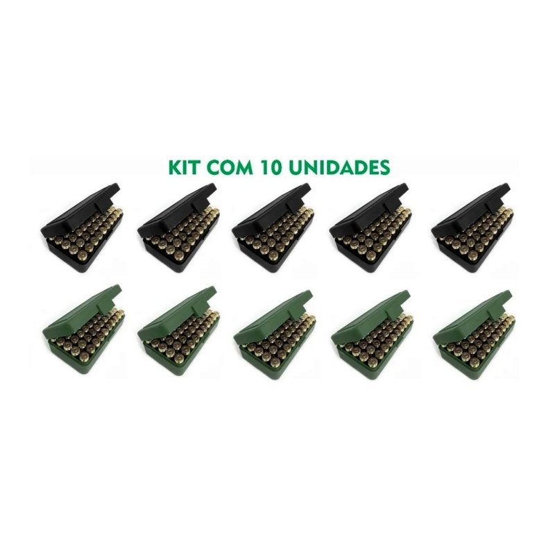 kit 10 estojos porta municao belica 40 7 65 9mm 380