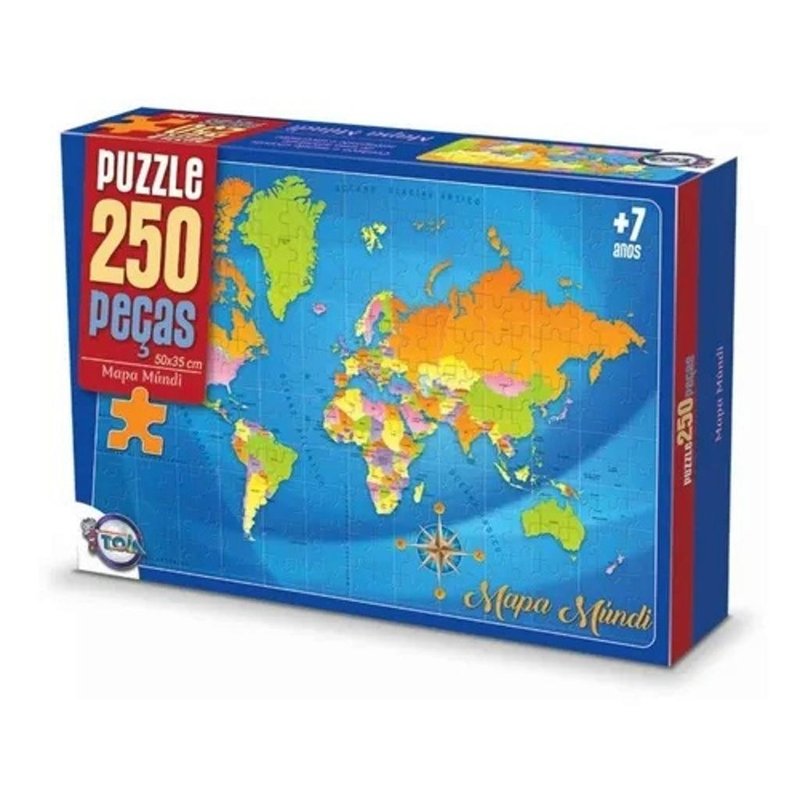 puzzle mapa mundi 250 pecas toia 50x35cm top