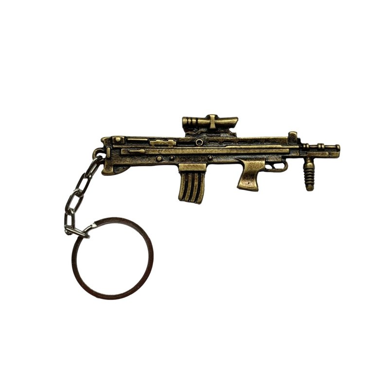 chaveiro fuzil bullpup ouro velho