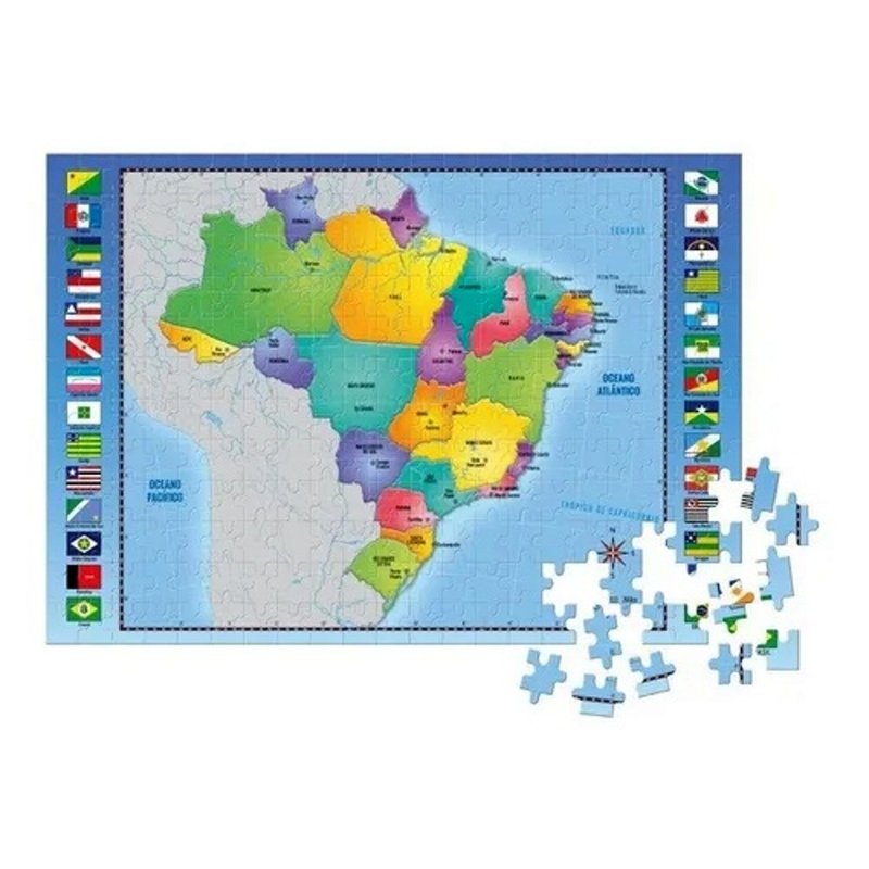 puzzle mapa do brasil 250 pecas toia 50x35cm