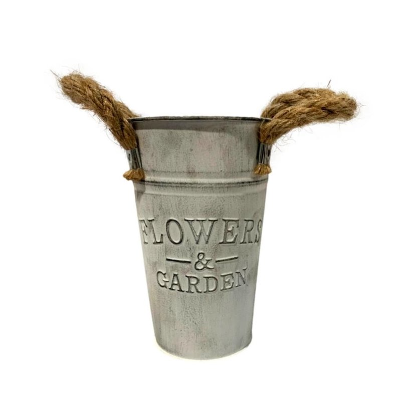 vaso balde metal flowers garden