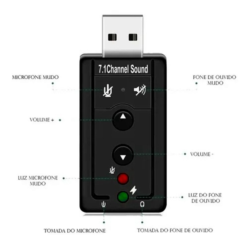 adaptador de audio usb p2 fone e microfone 6