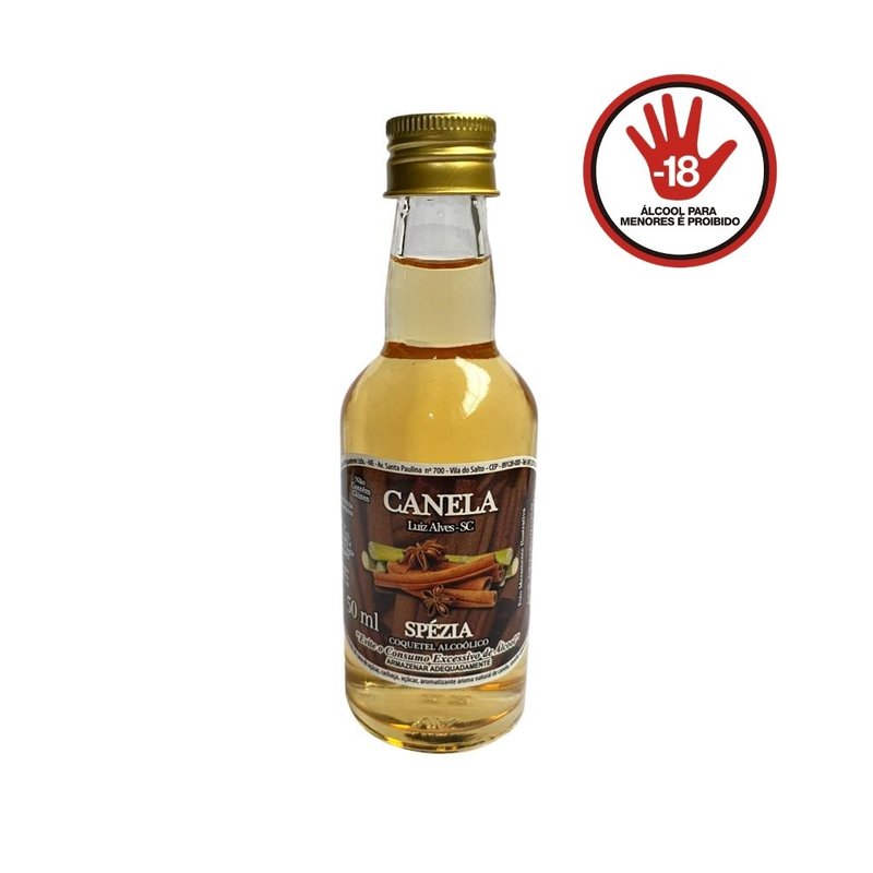 mini garrafa alcoolico spezia 50ml canela