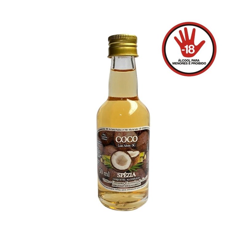 mini garrafa alcoolico spezia 50ml coco