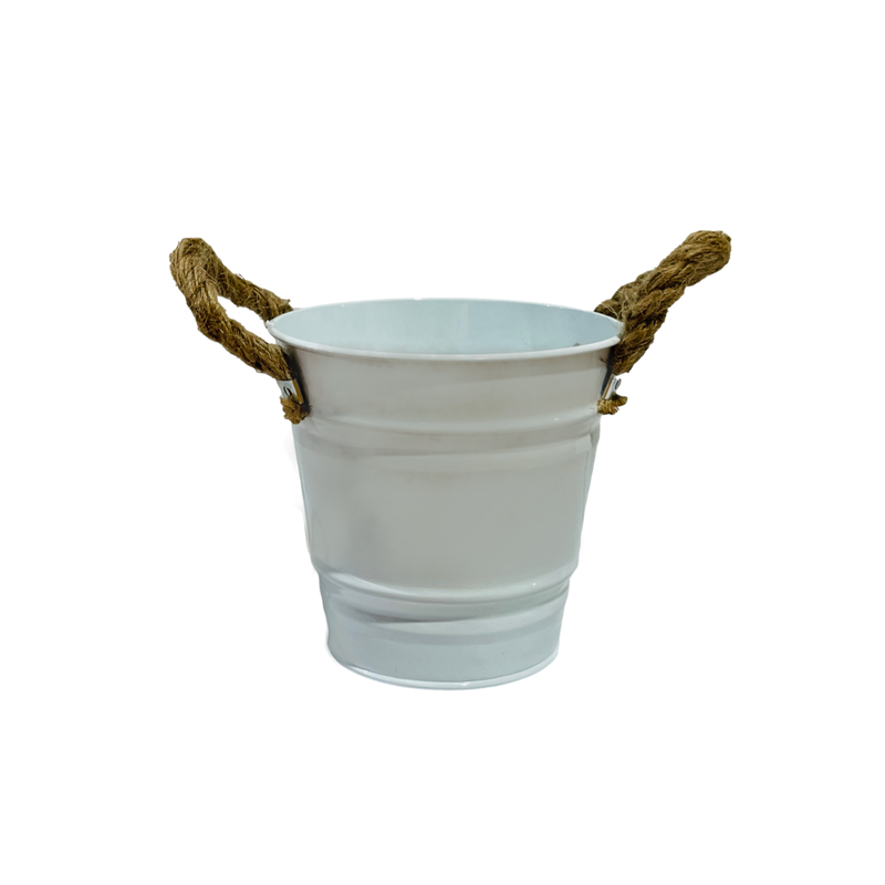 mini balde metal decorativo branco