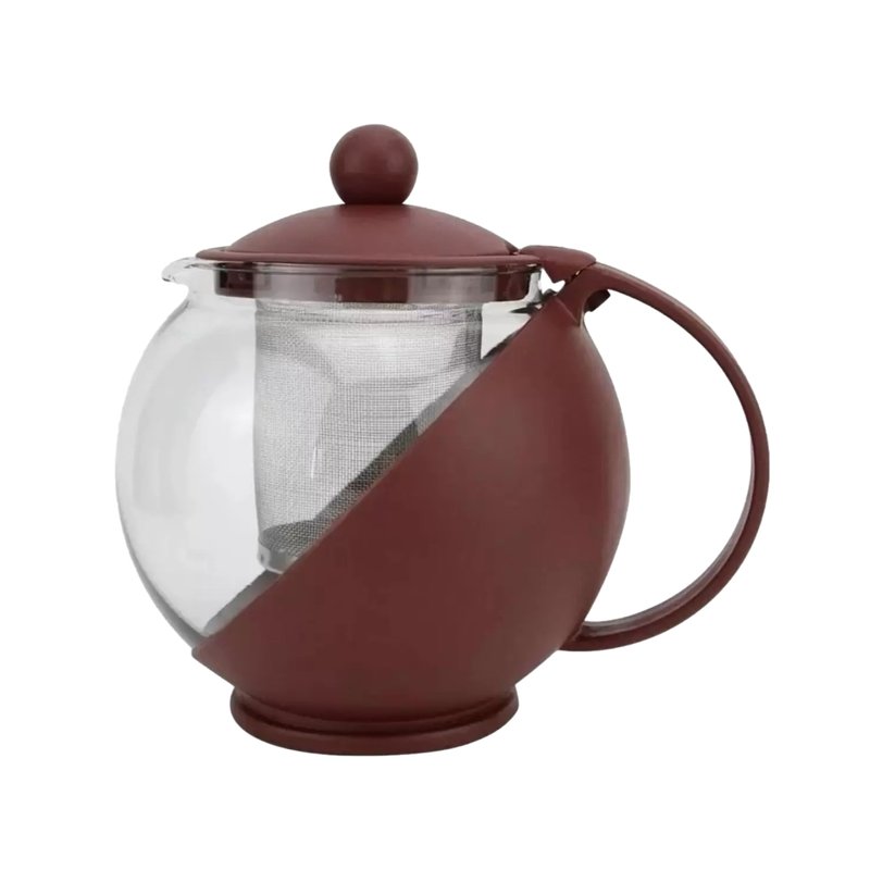 chaleira bule vidro com infusor 750ml talberg marrom
