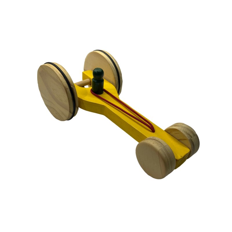 brinquedo carrinho de madeira dragster amarelo