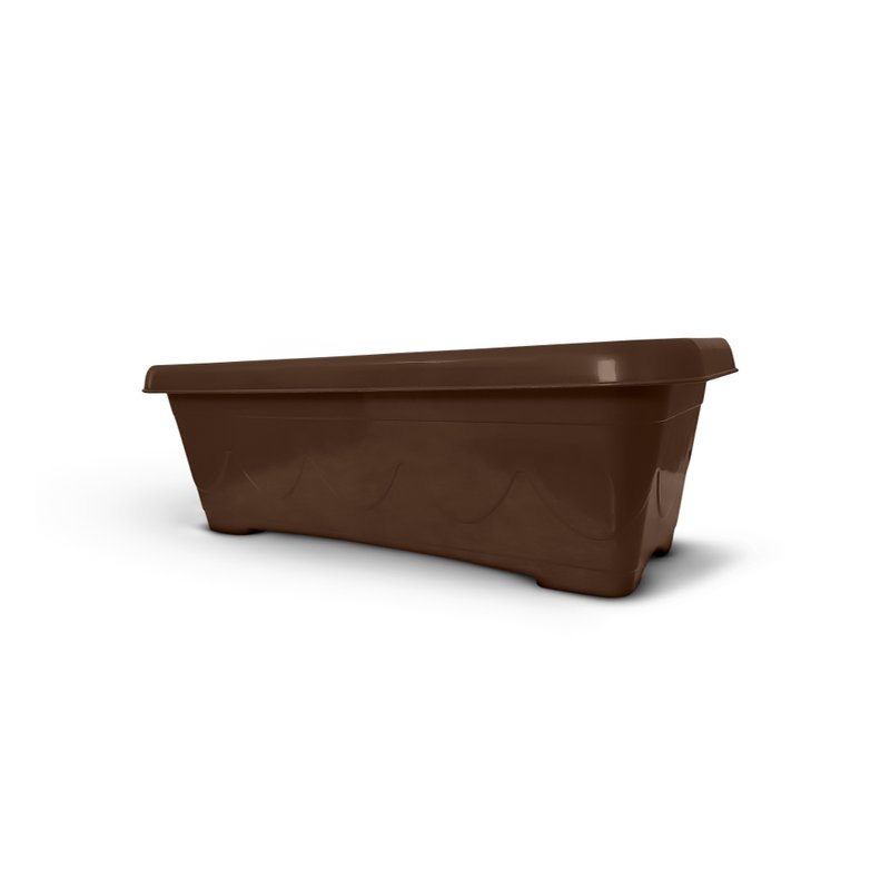 vaso floreira plastica retangular 35cm marrom