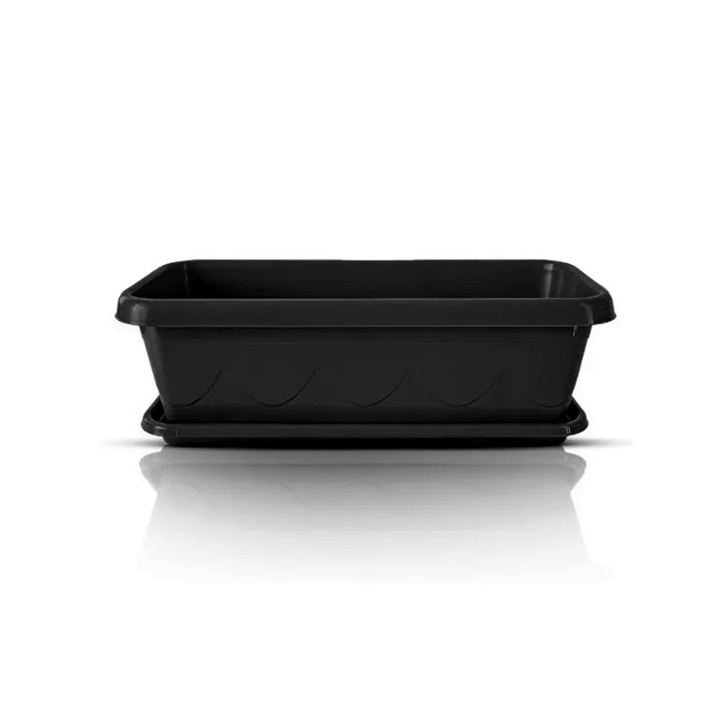 vaso floreira plastico com prato 35cm preto