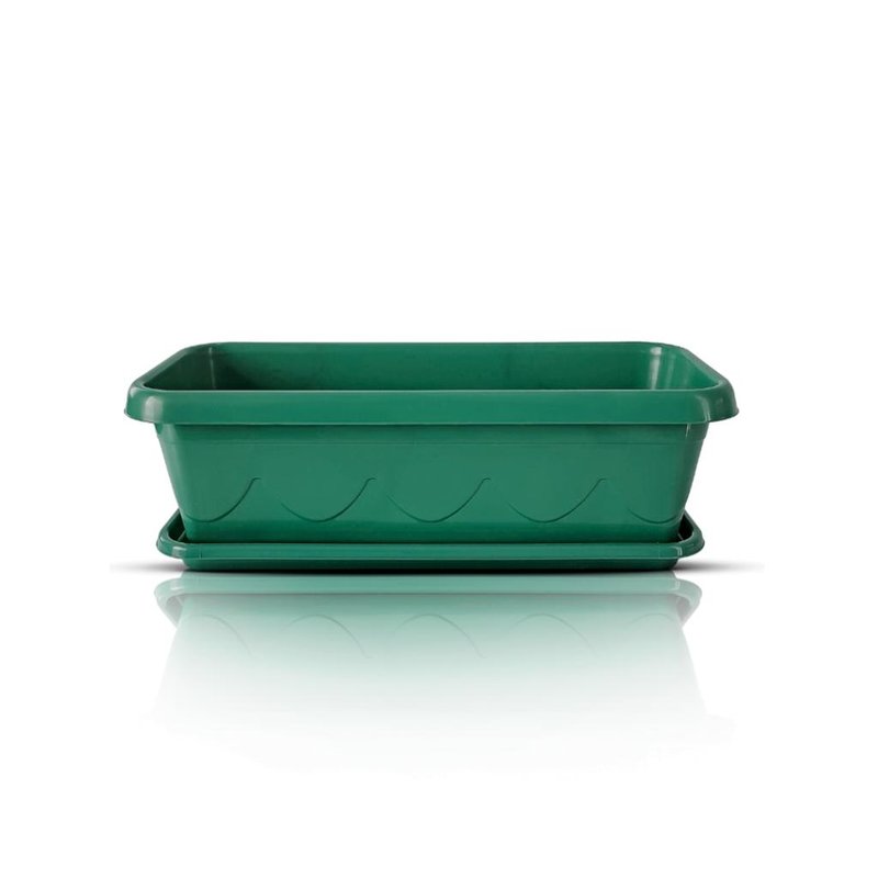 vaso floreira plastico com prato 35cm verde