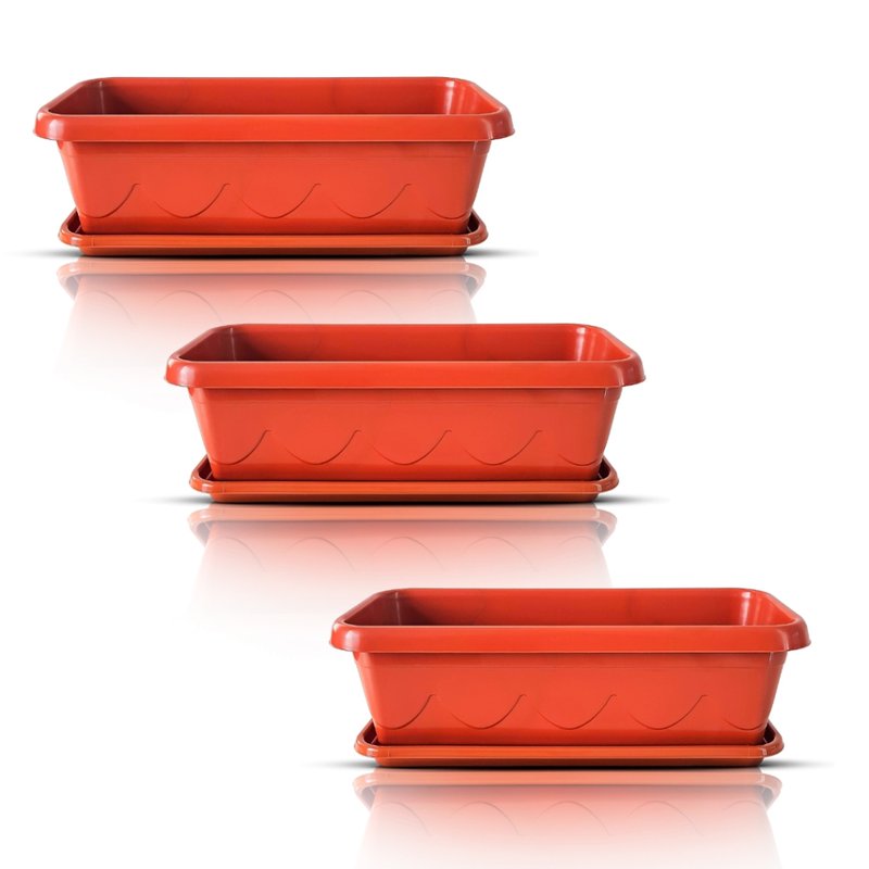 vaso floreira plastico com prato 35cm 3un ceramica