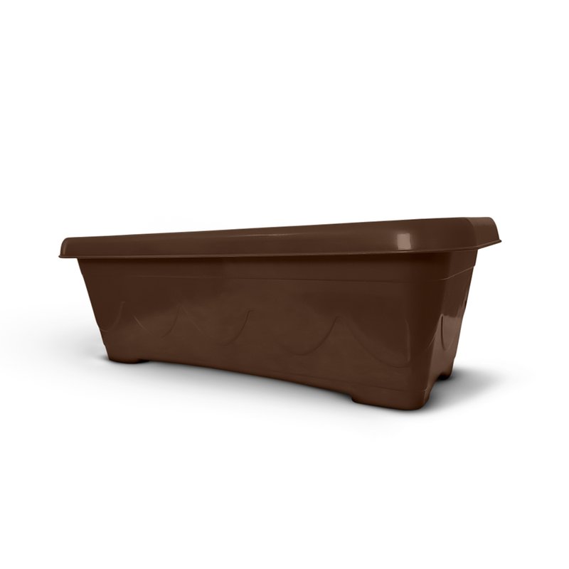 vaso floreira plastico retangular 50cm marrom