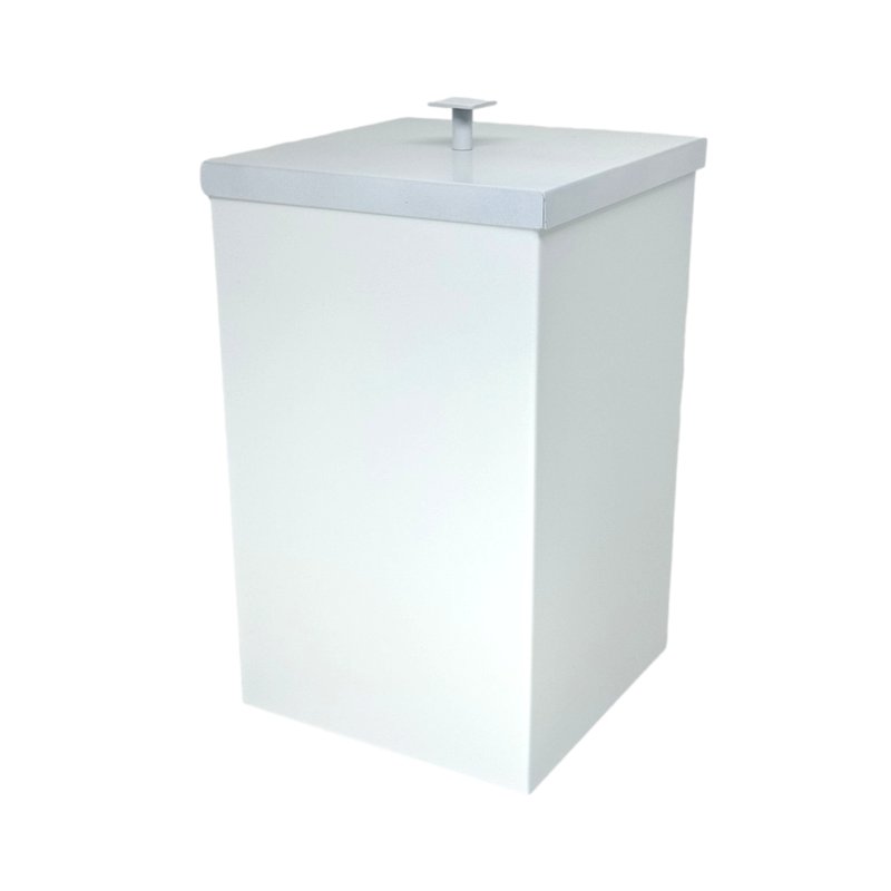 lixeira quadrada inox 7 8 l rodinox inox 430 branca